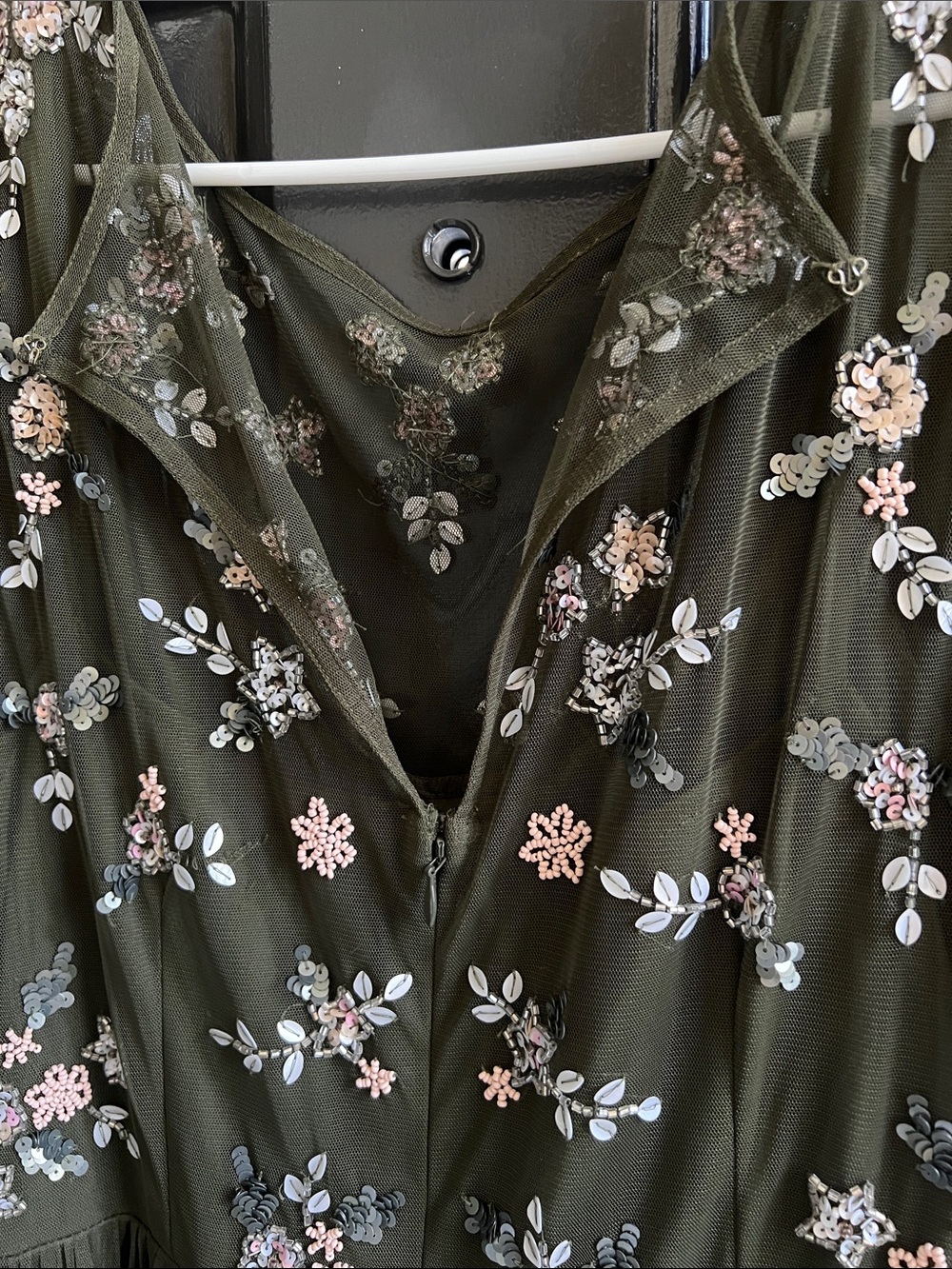 Adrianna Papell Olive Green Mother of Bride Embroidered Floral Maxi Dress - Picture 3 of 5
